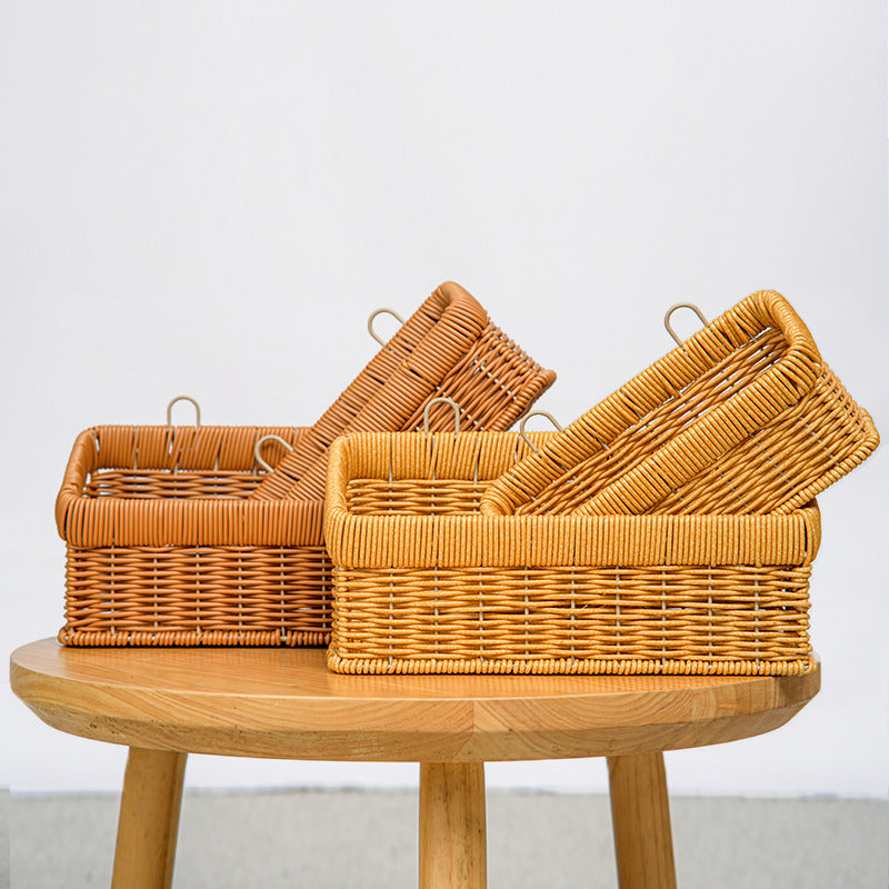 Imitation Rattan Kitchen Wall Hanging Basket for Living Room & Bedroom Decor