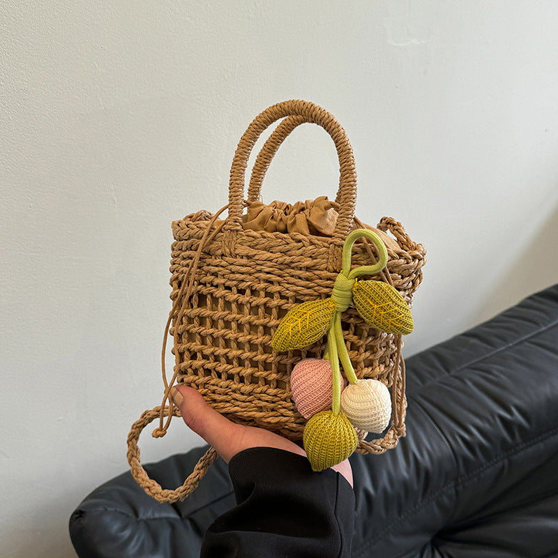 Fresh Summer Straw Bag – Hand-Woven INS Style Hollow Shoulder Handbag