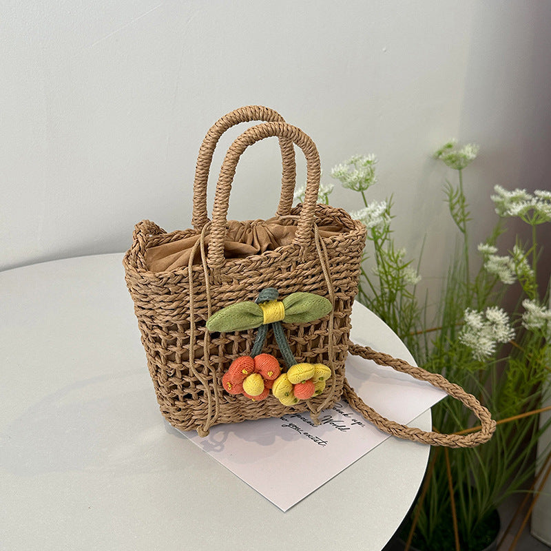 Fresh Summer Straw Bag – Hand-Woven INS Style Hollow Shoulder Handbag