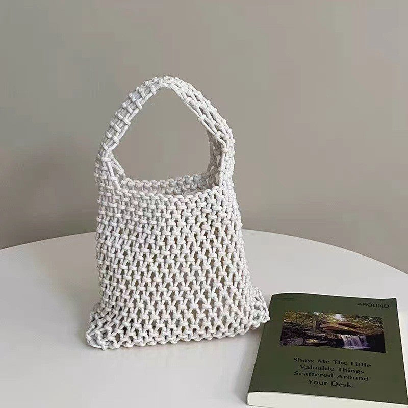 Hand-Woven Cotton Rope Hollow Bag – INS Style Colorful Handbag for Photos & Daily Use
