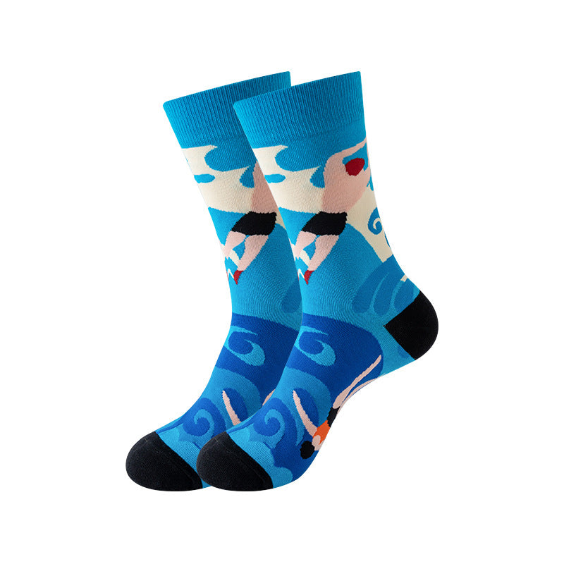 Trendy Mid-Calf Cotton Socks | Unisex Crew Socks | Fall Winter Fashion Socks