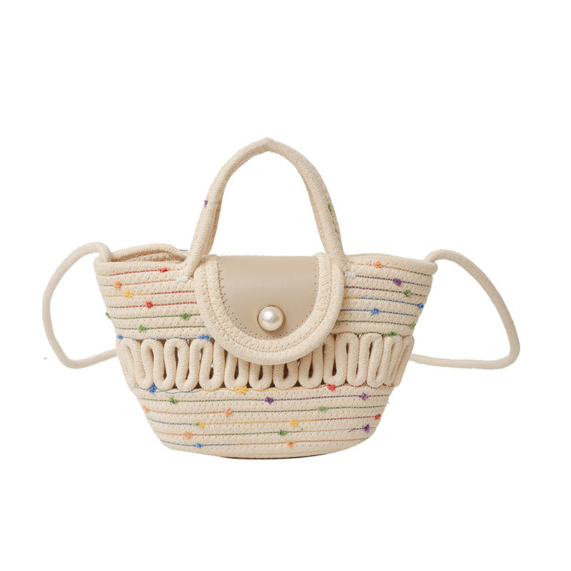 Handmade Straw Woven Beach Tote – INS Style Niche Handbag for Seaside & Daily Use