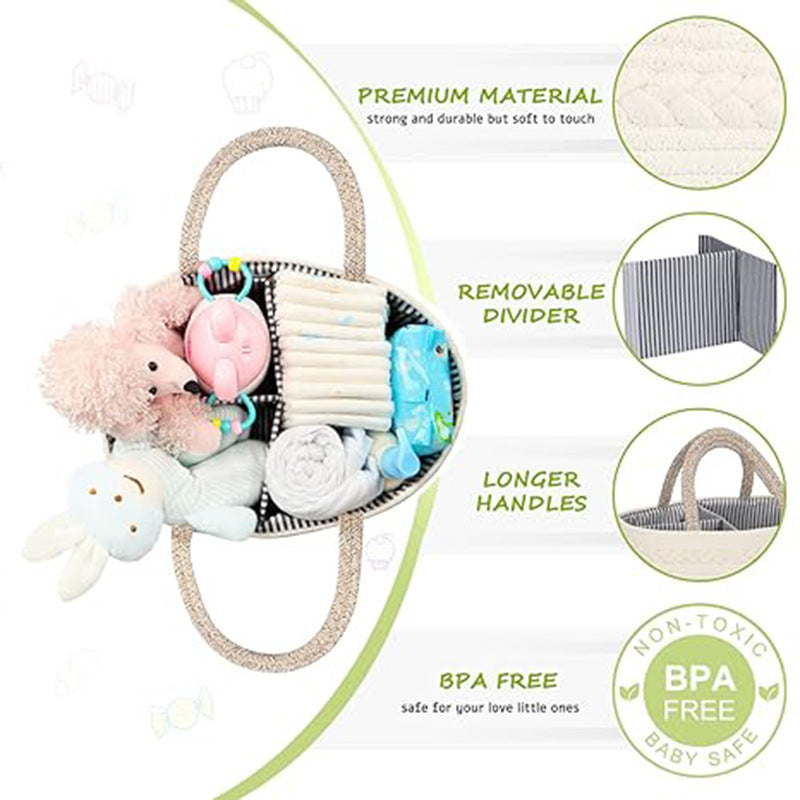 Portable Cotton Rope Woven Storage Basket - Removable Dry & Wet Separation