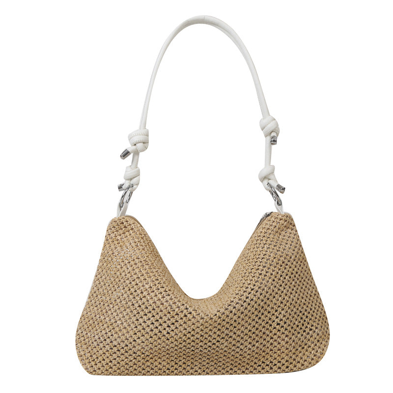 Hand-Woven Straw Tote Bag – Retro Large Capacity Shoulder Bag for Women