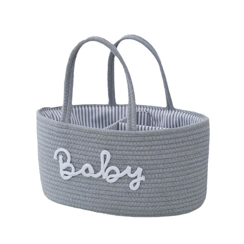 Letter Style Cotton Rope Woven Basket – Mother & Baby Storage with Detachable Lining