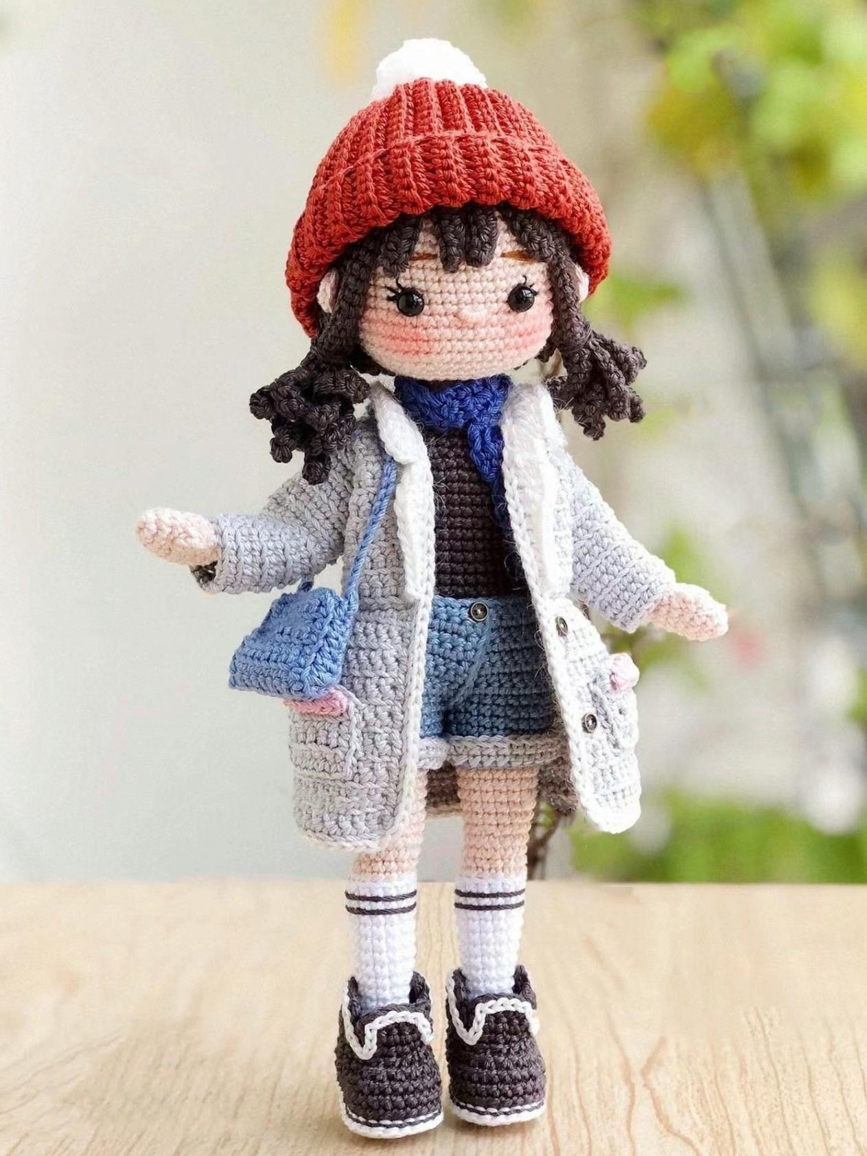 Wool Crochet Doll Kit – DIY Knitting Set with Clothes & Accessories