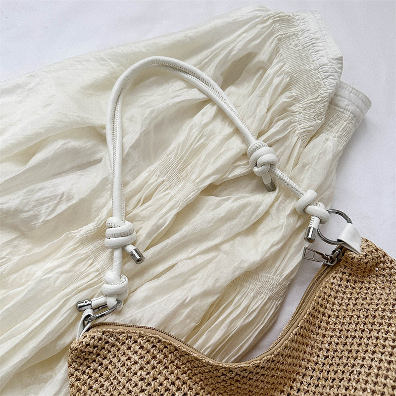 Hand-Woven Straw Tote Bag – Retro Large Capacity Shoulder Bag for Women