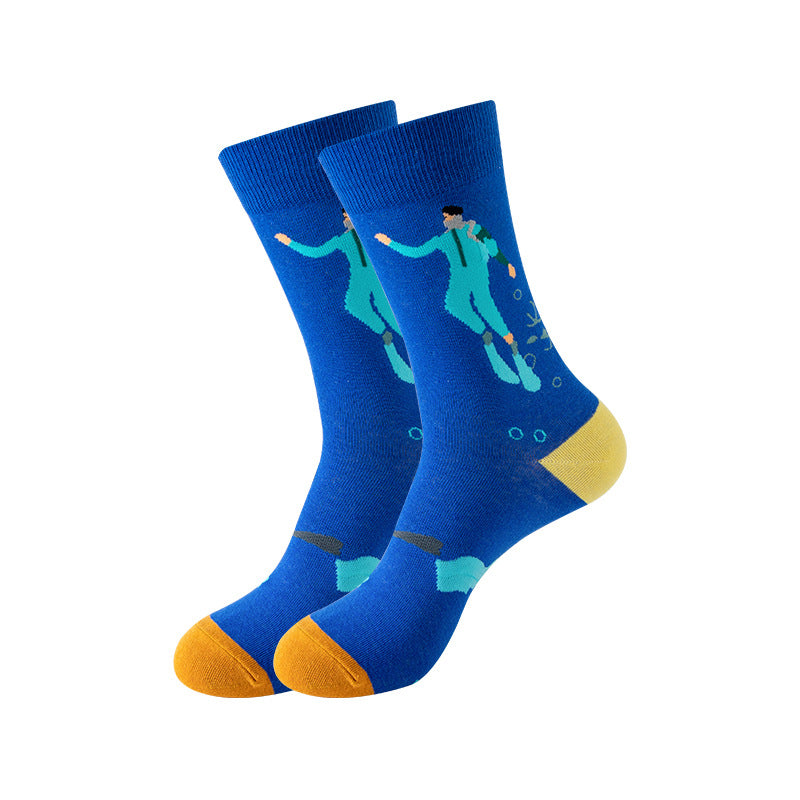 Trendy Mid-Calf Cotton Socks | Unisex Crew Socks | Fall Winter Fashion Socks