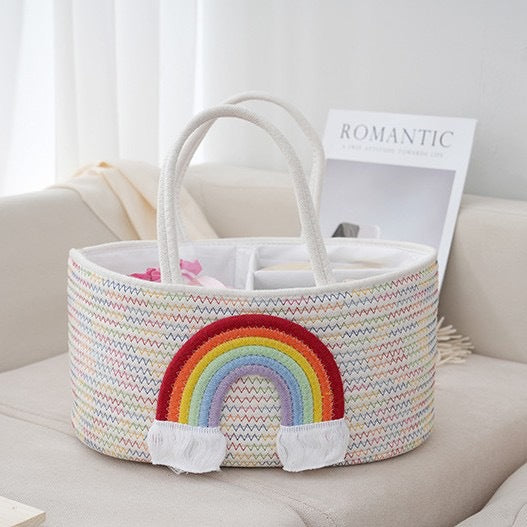Letter Style Cotton Rope Woven Basket – Mother & Baby Storage with Detachable Lining