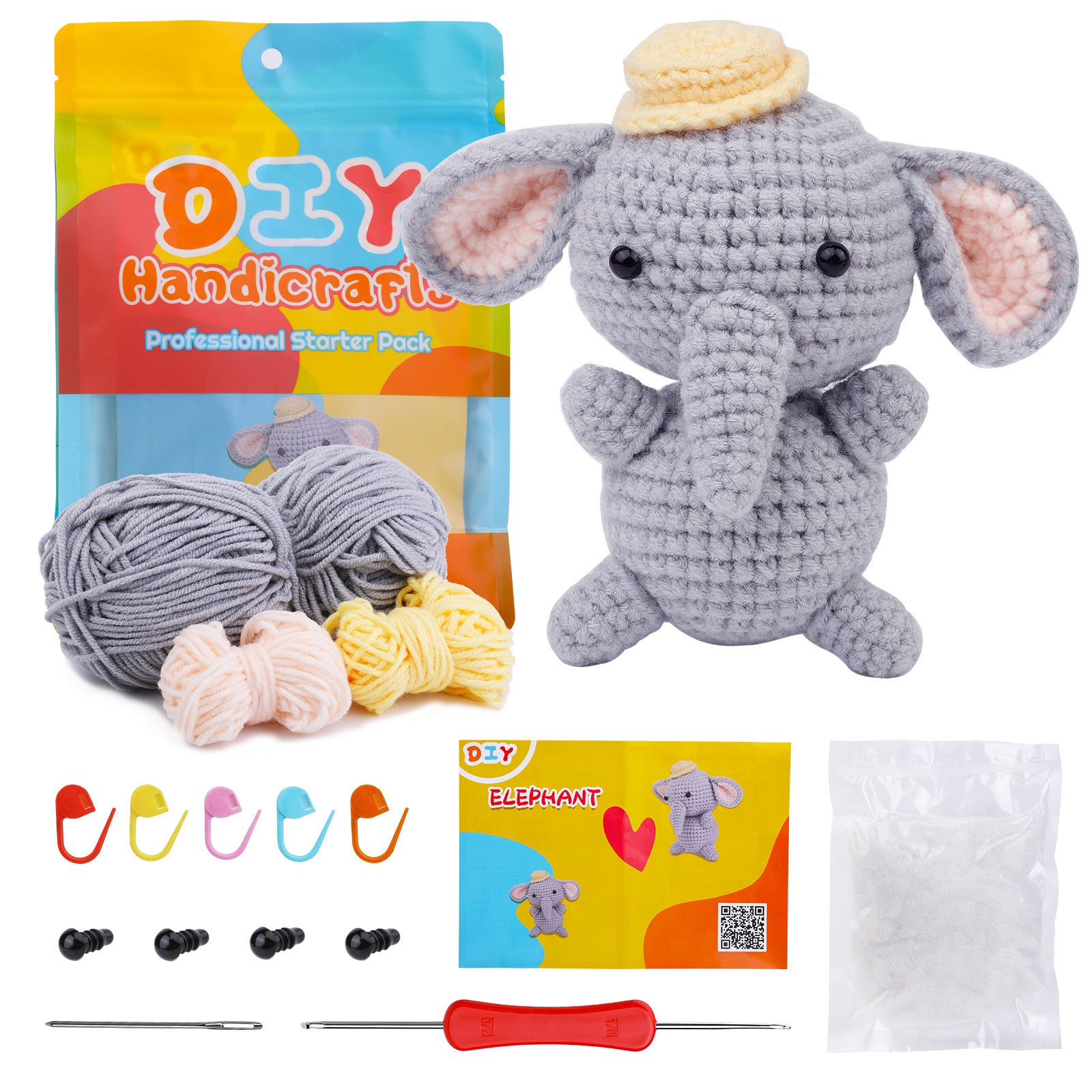 DIY Crochet Doll Kit – Knitting Plush Doll Material Package Set for Beginners