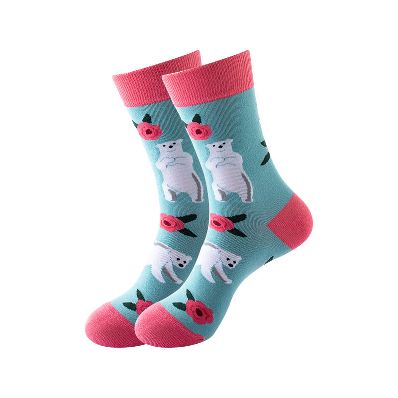 Trendy Mid-Calf Cotton Socks | Unisex Crew Socks | Fall Winter Fashion Socks