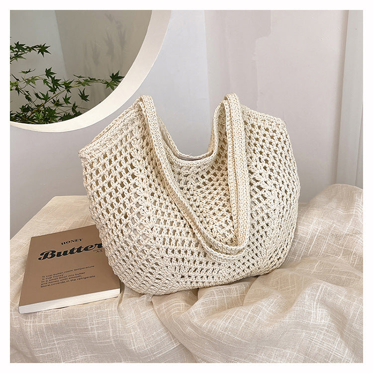 Large Capacity Beach Bag – Spring & Summer Casual Shoulder Bag for Seaside Vacation
