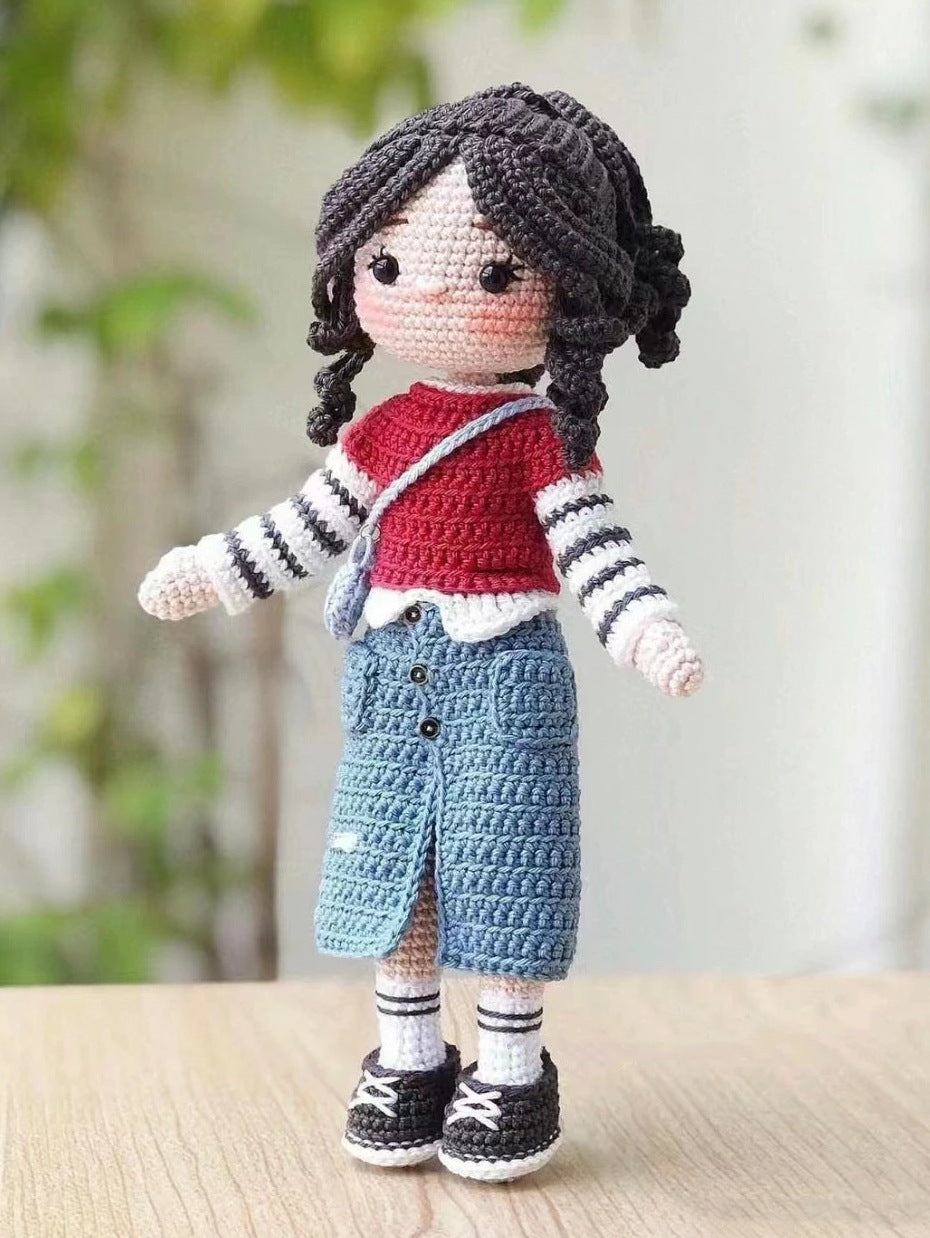 Wool Crochet Doll Kit – DIY Knitting Set with Clothes & Accessories