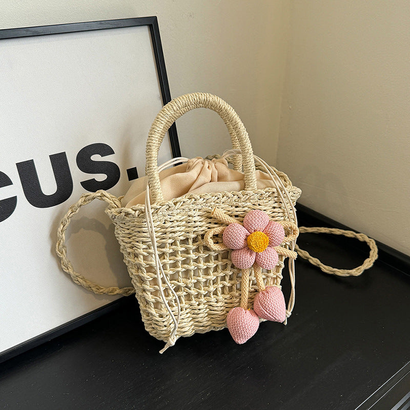 Fresh Summer Straw Bag – Hand-Woven INS Style Hollow Shoulder Handbag