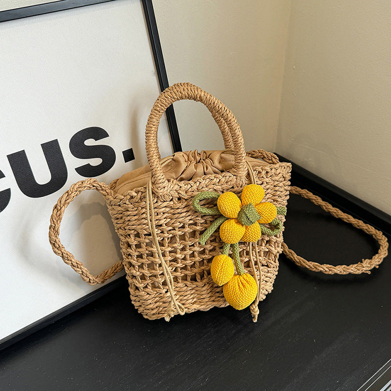 Fresh Summer Straw Bag – Hand-Woven INS Style Hollow Shoulder Handbag