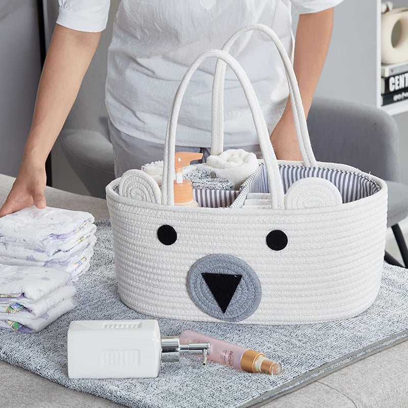Portable Cotton Rope Woven Storage Basket - Removable Dry & Wet Separation