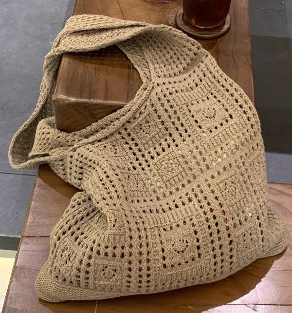 Knitted Hollow Shoulder Bag – Large Capacity Casual Handbag for Women’s Daily Commute
